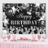 Lofaris Black And Sliver Glitter Lets Cheers Birthday Backdrop